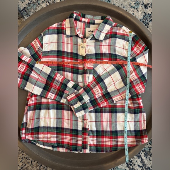 Aerie Plaid White/Red/Green Button-Up Shirt Size Small NWT - Picture 7 of 7